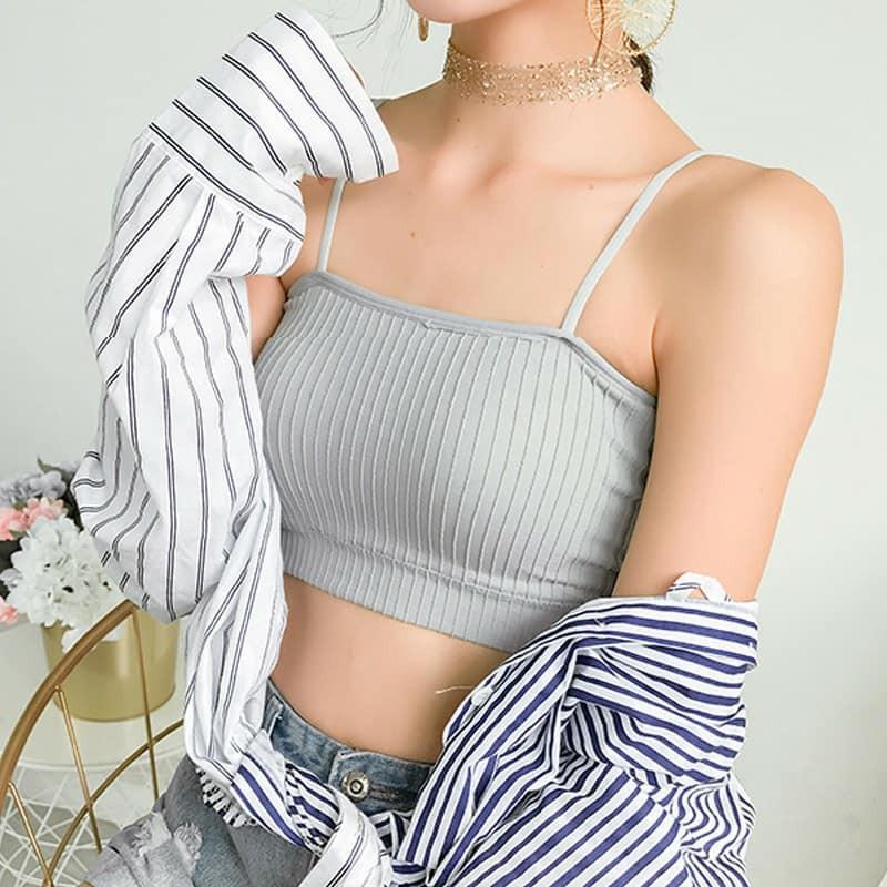 Áo Bra 2 dây gân tăm đệm mỏng, co giãn ôm ngực, mềm mịn - BRA01