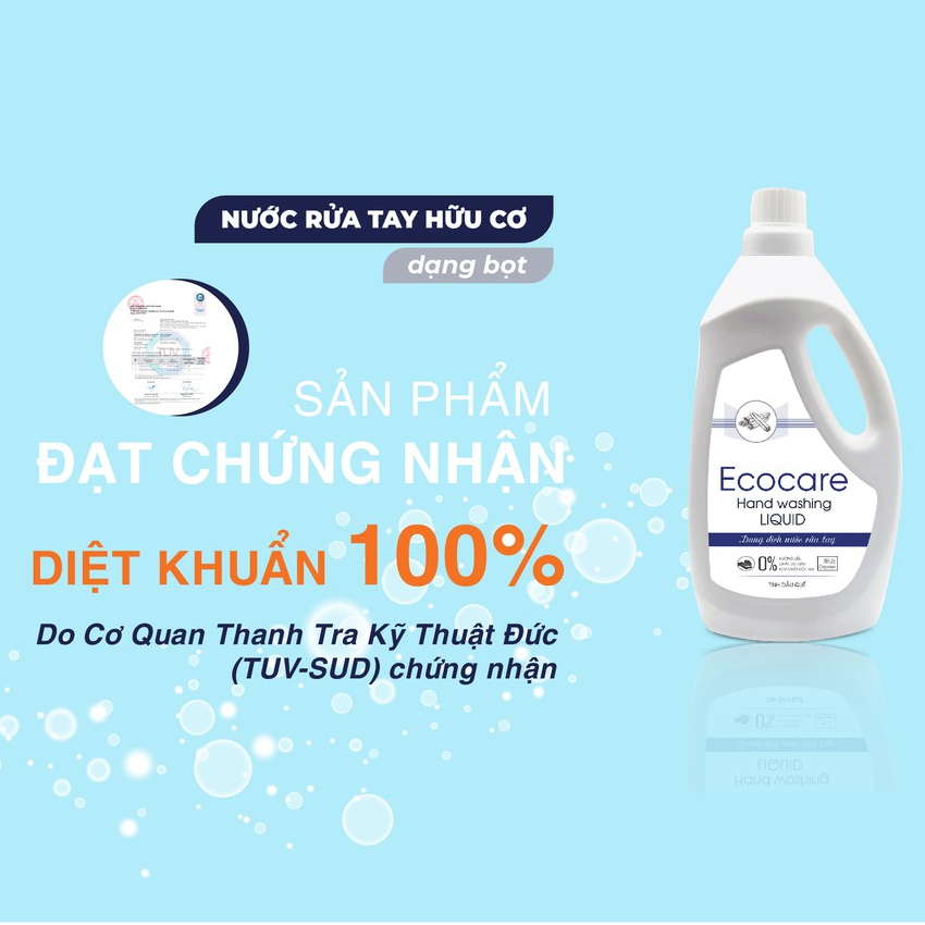 Nước rửa tay hữu cơ diệt khuẩn dạng bọt hương Cam 1000ml thương hiệu Ecocare ( tặng kèm vỏ tạo bọt)