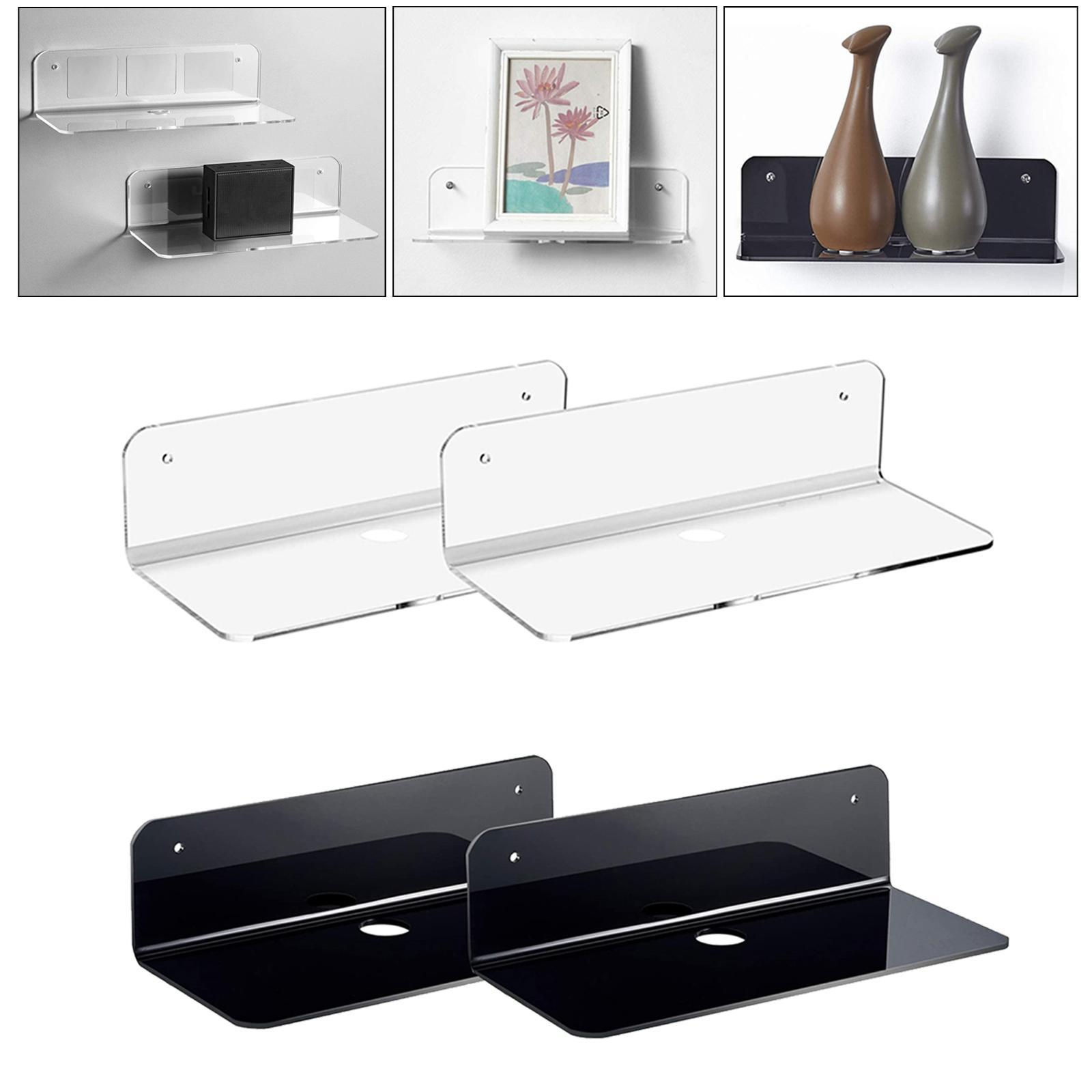 2x Acrylic Floating Wall Rack Small Display Shelf for Speaker Clear New