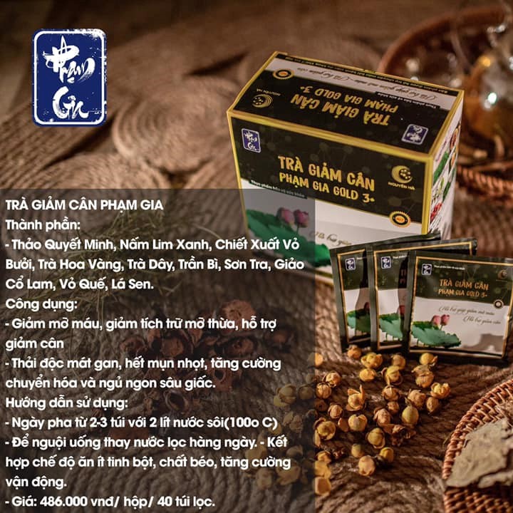 Thực phẩm bảo vệ sức khỏe Trà hỗ trợ giảm cân Phạm Gia Gold 3+ 2