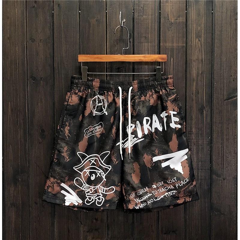 Quần Short Nam Phối Màu Loang In Chữ Kèm Họa Tiết Cướp Biển Kiểu Dáng Trẻ Trung Thời Trang Zenkonu SHORT NAM 1000022