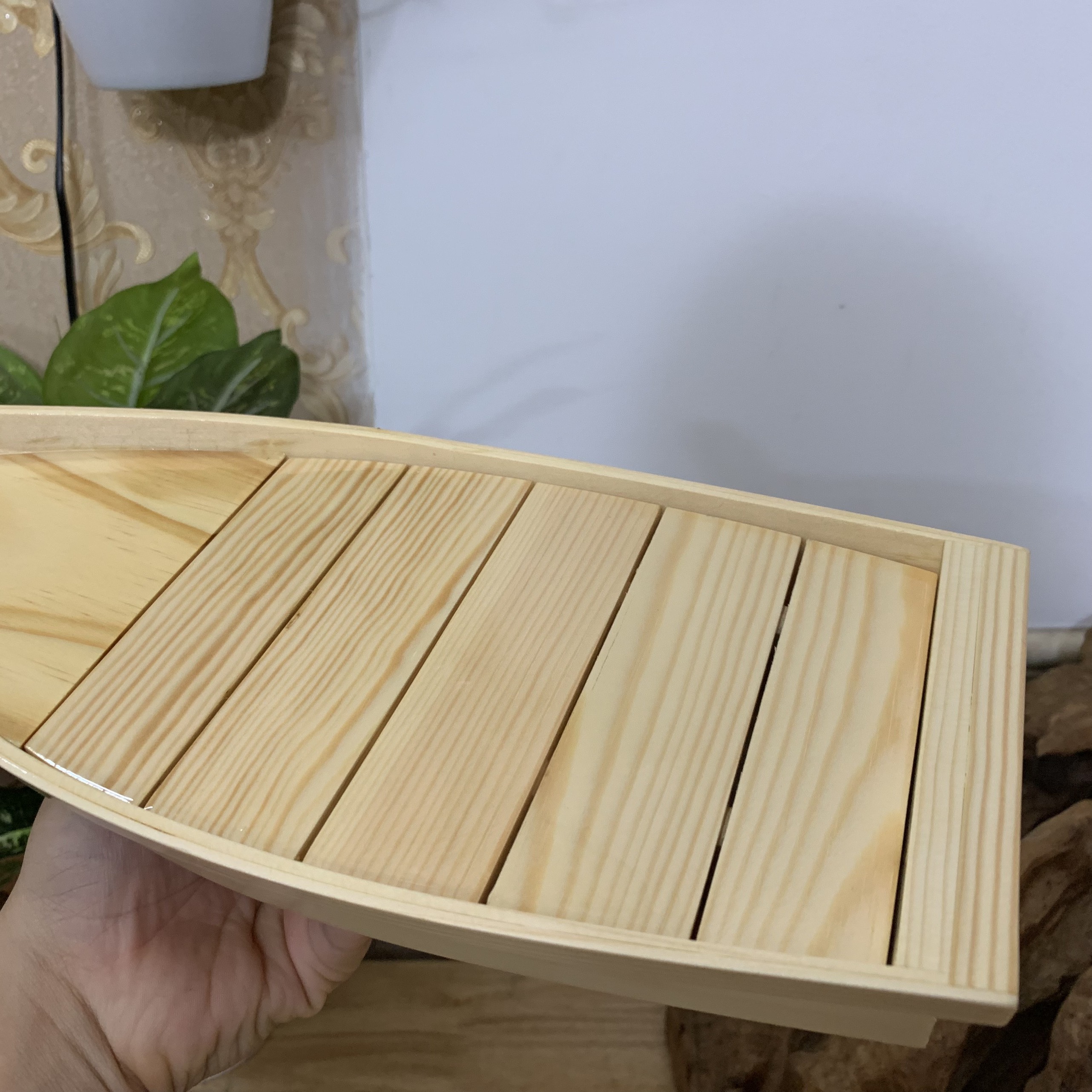 [Hàng chuẩn Nhật] Khay sushi sashimi thuyền gỗ trang trí - khay gỗ đựng sashimi hình con thuyền gỗ - Dài 35cm x Rộng 15cm