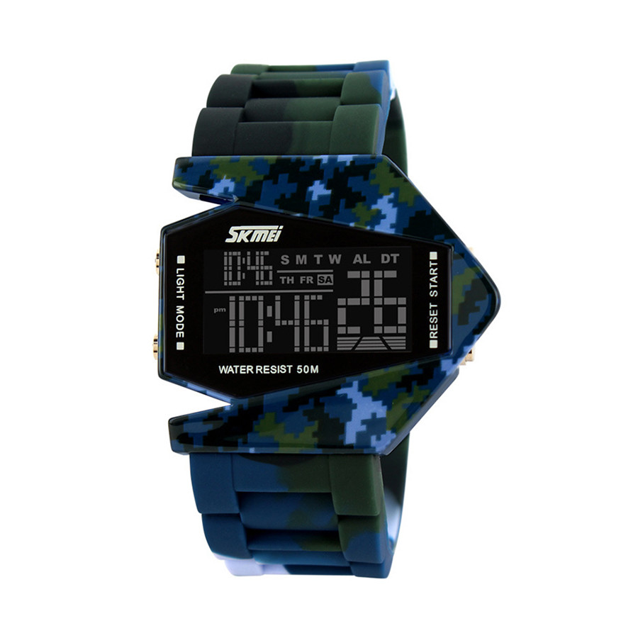 Đồng hồ Unisex phi thuyền Led 7 màu Army dây nhựa Skmei 08TCK17B