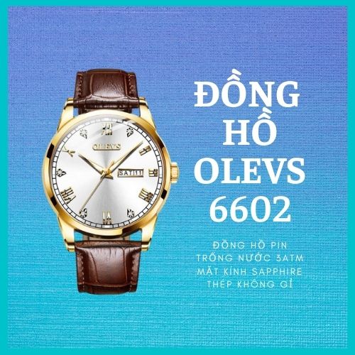 [DEAL KHỦNG] Đồng Hồ Nam OLEVS OL6602 Dây Da Siêu Nhẹ, Siêu Bền, Mặt Đồng Hồ Đính Kim Cương Nhân Tạo Làm Toát Lên Sự Đẳng Cấp , Sang Trọng , Mặt Kính Chống Trầy Xước , Chống Nước 3atm , Kiểu Dáng Năng Động, Phong Cách Lịch Lãm