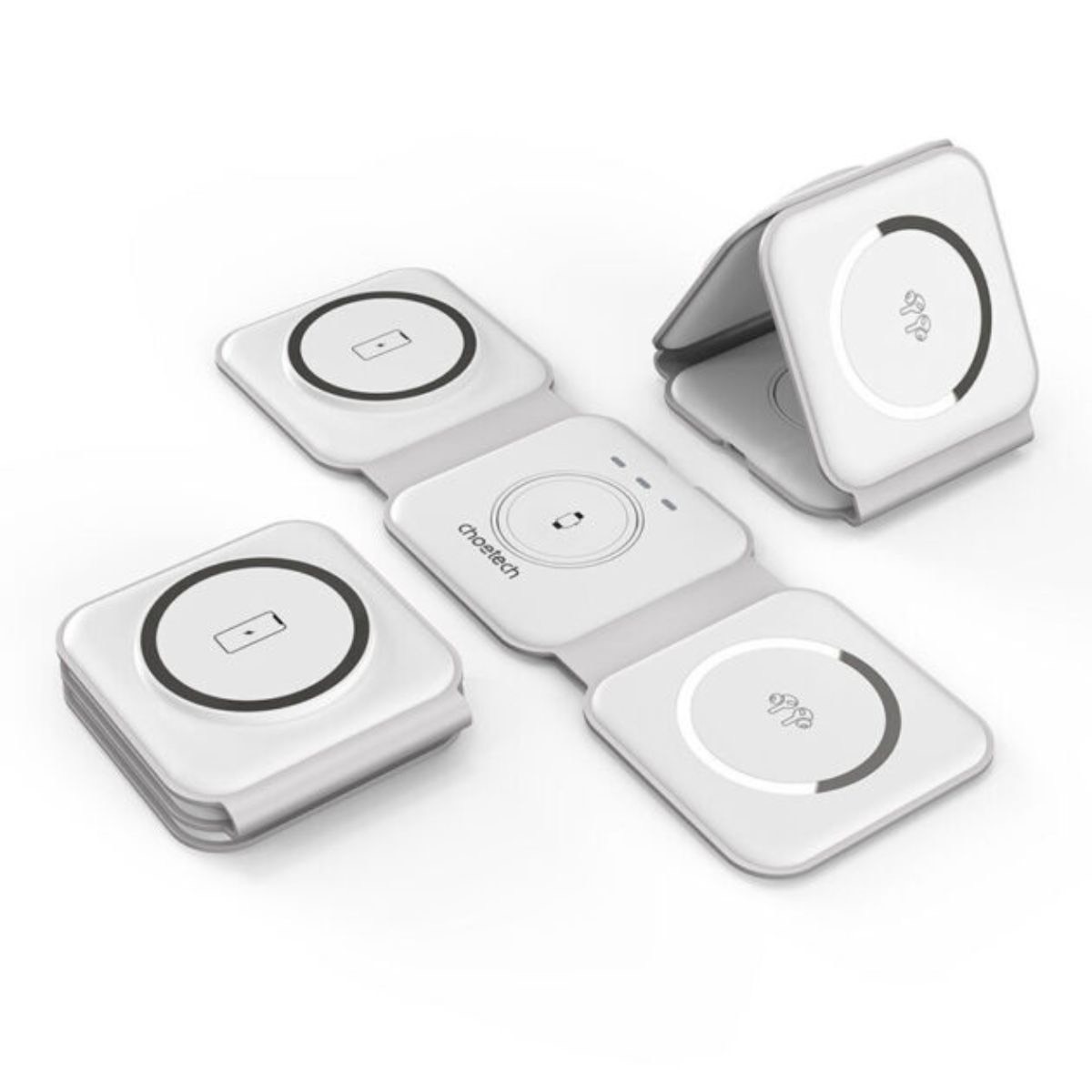 Đế sạc không dây Magnetic 3in1 gấp gọn Choetech T588 công suất 15W (Hàng chính hãng)
