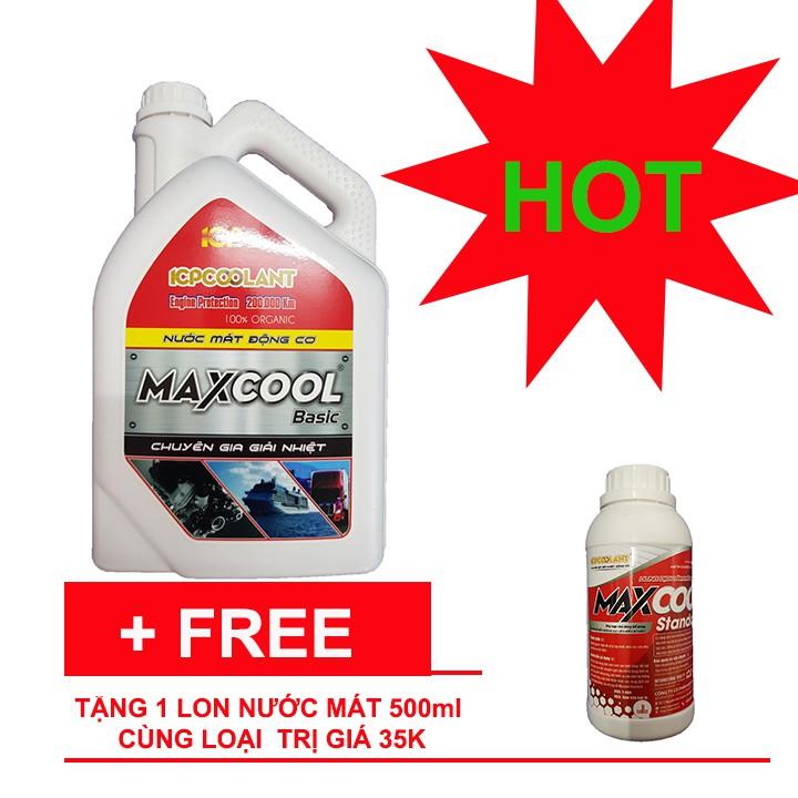 Nước làm mát động cơ xe ô tô, xe máy màu đỏ Maxcool Standard 4L tặng lon 500ml