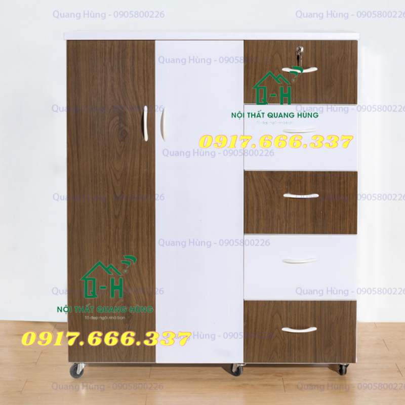 Tủ Nhựa Đài Loan 2 Cánh 5 Hộc 125x106x42CM Đựng Quần Áo, Đồ Dùng cho Gia Đình Cao cấp - Sang Trọng