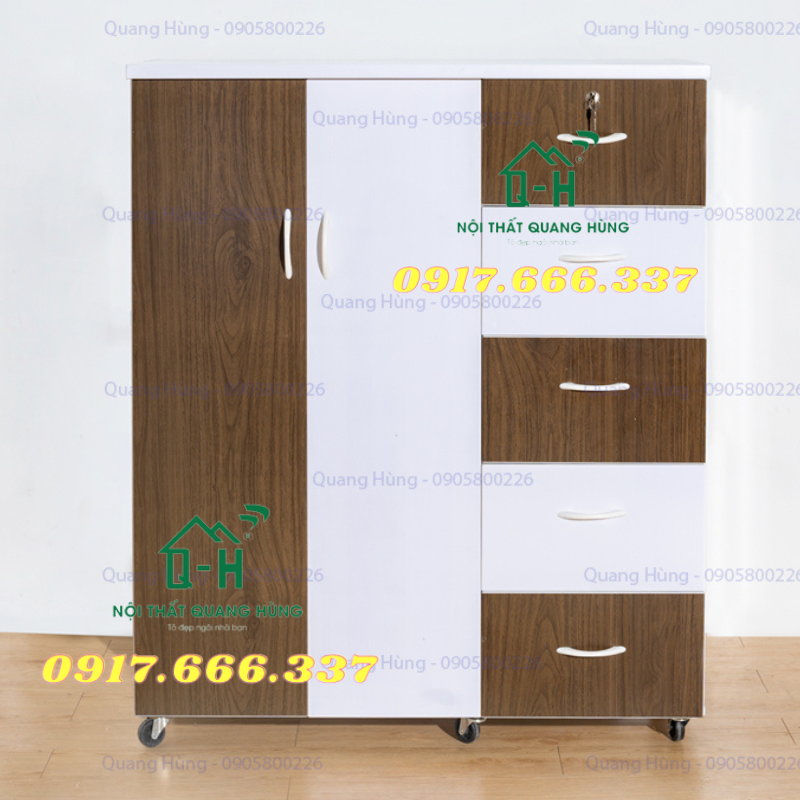 Tủ Nhựa Đài Loan 2 Cánh 5 Hộc 125x106x42CM  Đựng Quần Áo, Đồ Dùng cho Gia Đình Cao cấp - Sang Trọng