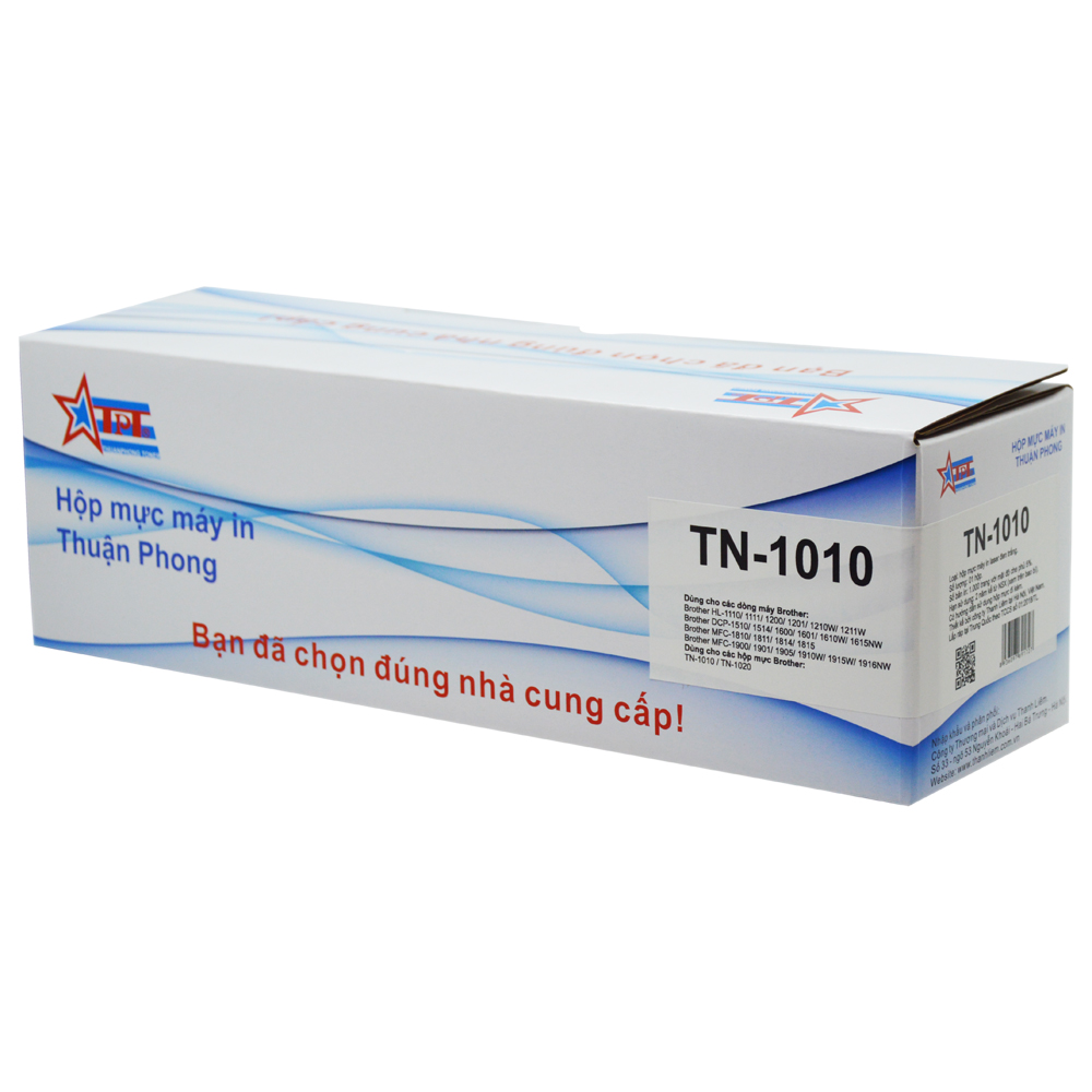 Hộp mực Thuận Phong TN-1010 dùng cho máy in Brother HL-1111/ 1201/ 1211W/ DCP-1511/ 1514/ 1601/ 1616NW/ MFC-1811/ 1814/ 1901/ 1911/ 1916NW - Hàng Chính Hãng