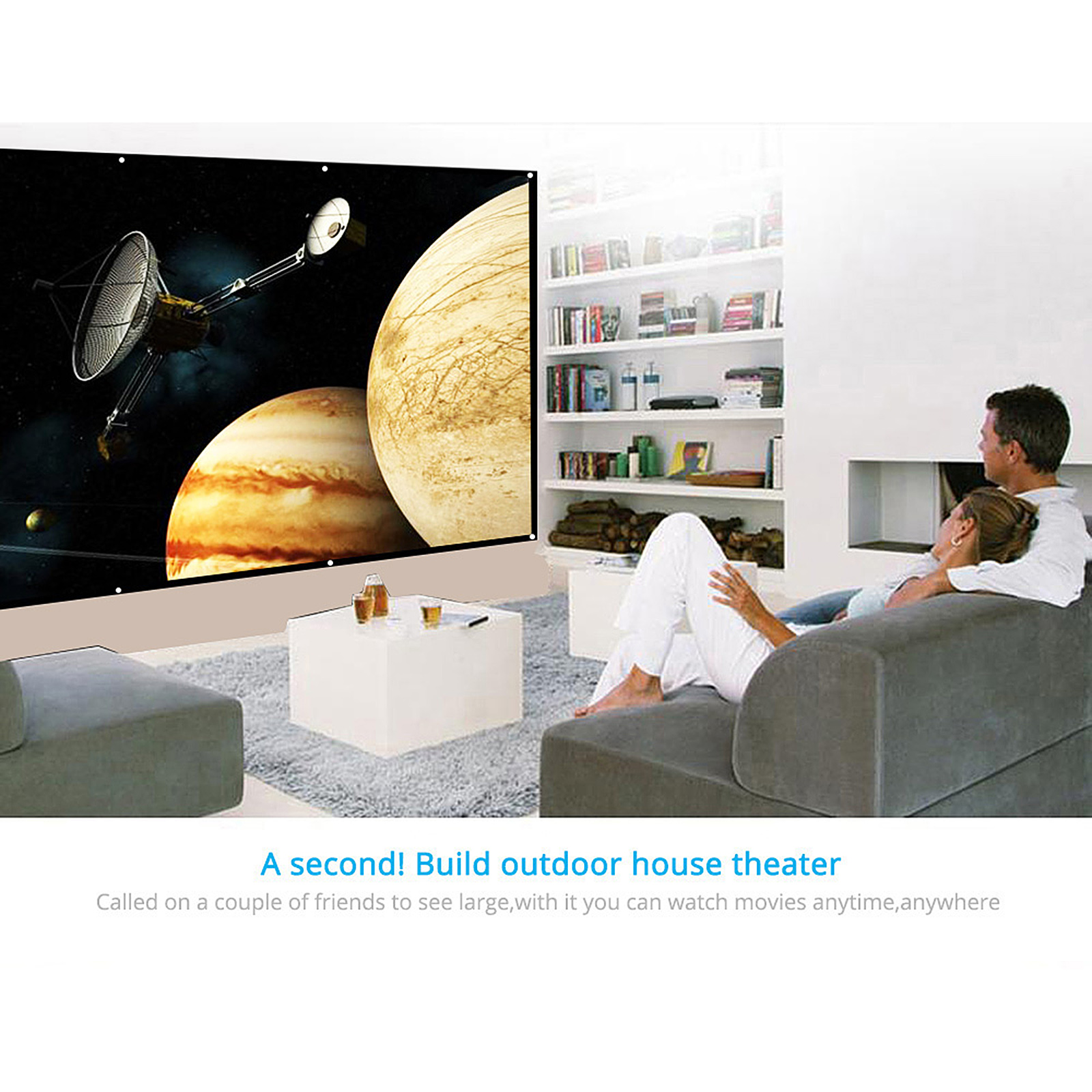 Màn Hình Chiếu HD 120 Inch 16: 9 Có Thể Gập Lại Treo Tường Cho Rạp Hát Tại Nhà/Văn Phòng, Màu Đen Trắng