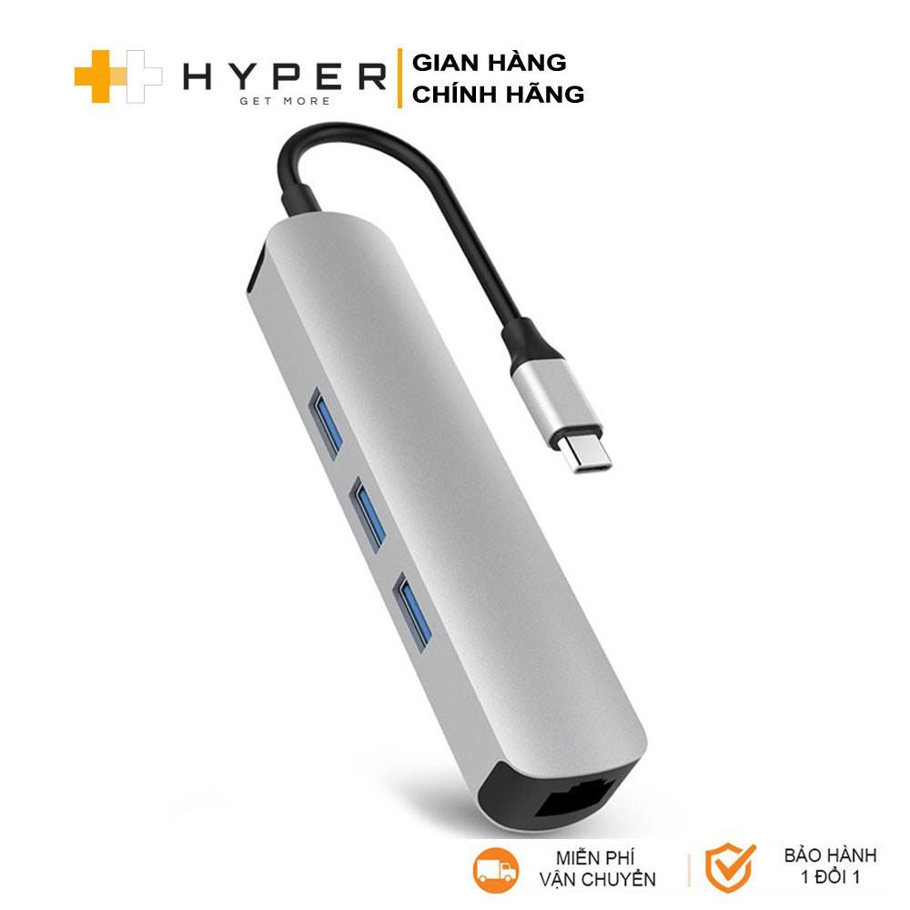 Cổng chuyển HyperDrive 4k HDMI 6-in-1 USB-C Hub cho Macbook, Ultrabook &amp; USB-C Devices - Lan - HD233B -  Hàng Chính Hãng