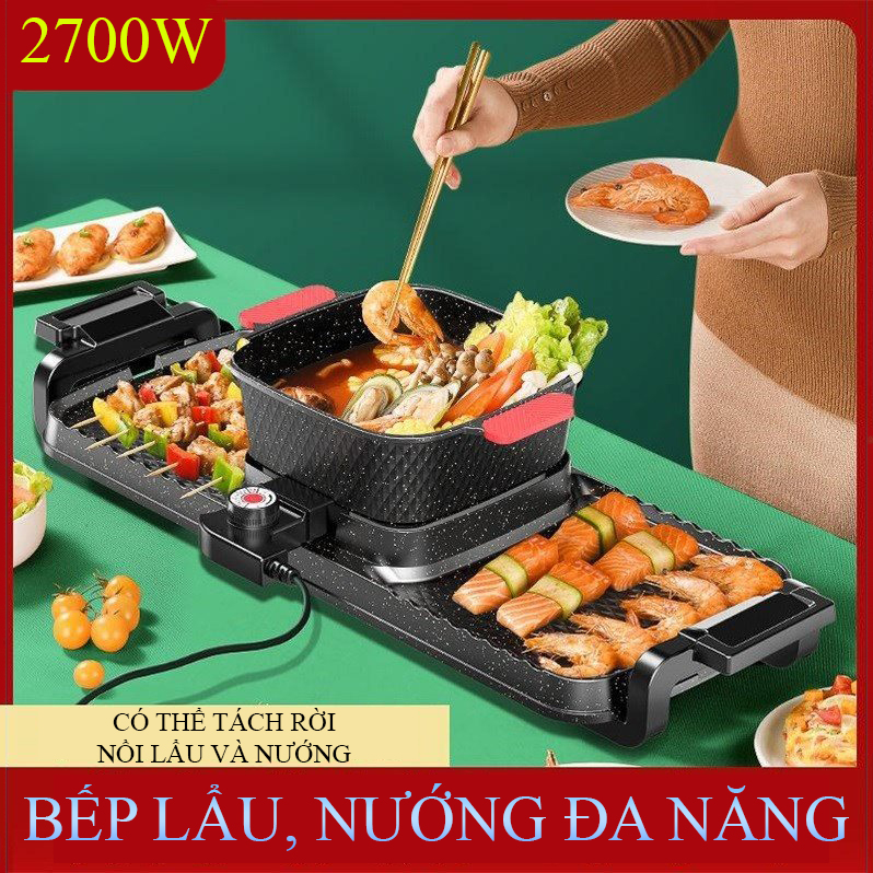 Bếp lẩu Nướng Đa Năng 2 Trong 1 siêu Tiện Lợi, thiết kế hợp kim cao cấp, được tráng lớp chống dính siêu bền - K1304