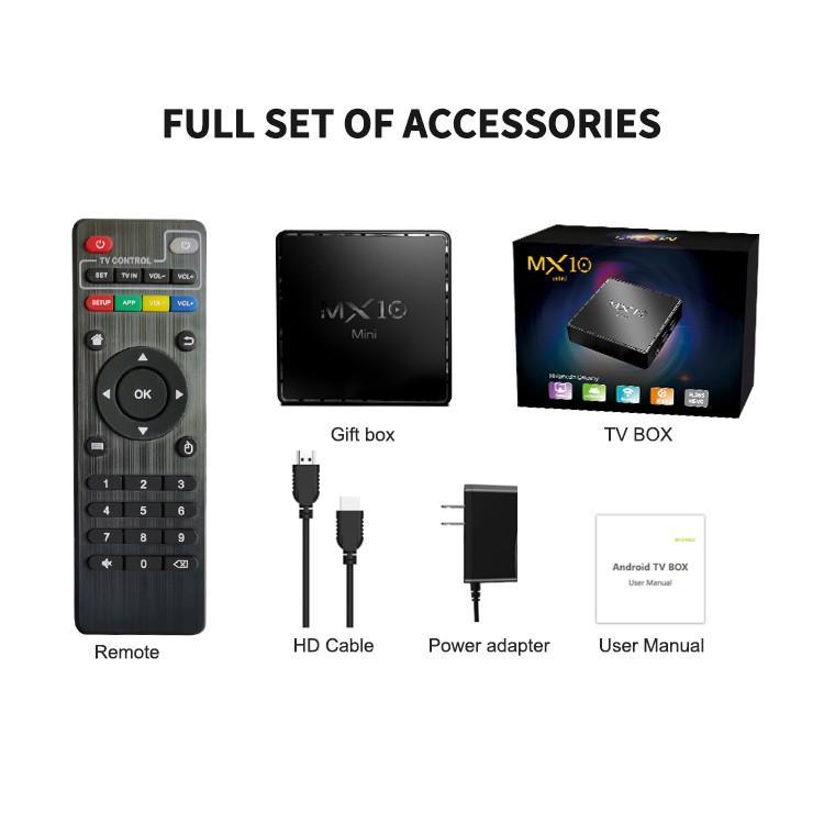 Android TV Box Ram 2G, bộ nhớ 16G, Android 10.0, xem video 4K, hỗ trợ giọng nói, xem nhiều kênh truyền hình MX10MINI