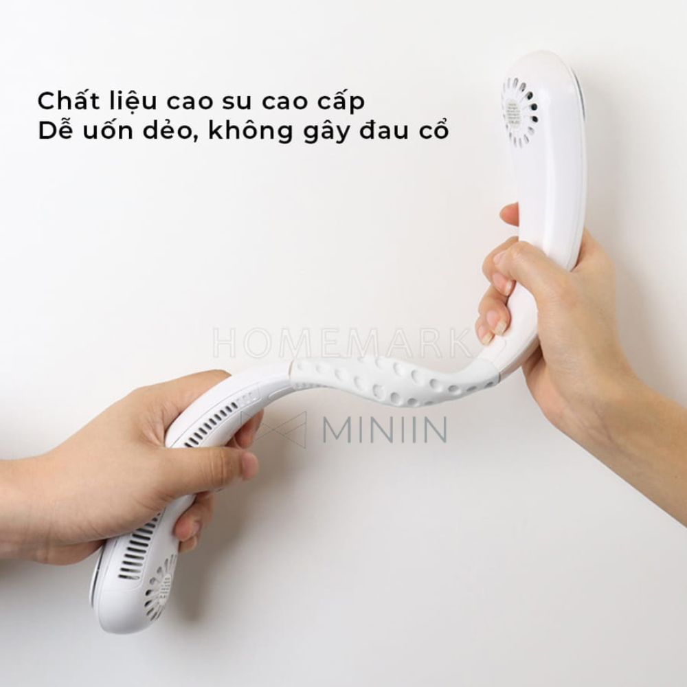 Quạt Đeo Cổ Tích Điện Mini Không Cánh Tiện Lợi, Quạt Quàng Cổ 3 Cấp Độ, Kiểu Dáng Thể Thao, Sạc USB - HÀNG CHÍNH HÃNG MINIIN