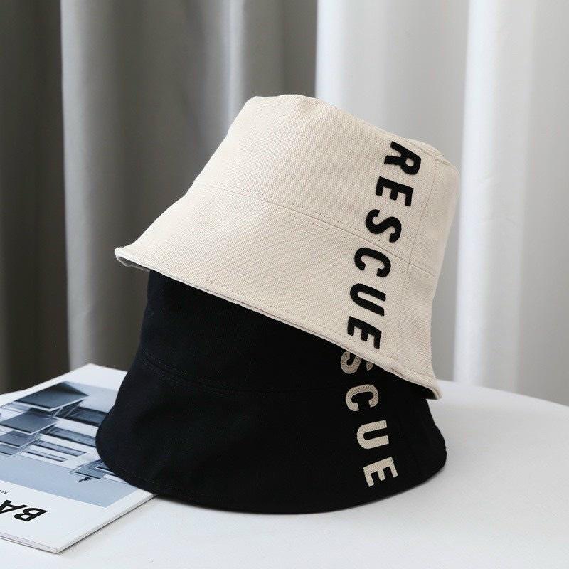 Mũ bucket vành cụp, nón tai bèo unisex nam nữ nhiều màu phong cách ulzzang thêu chữ Rescue