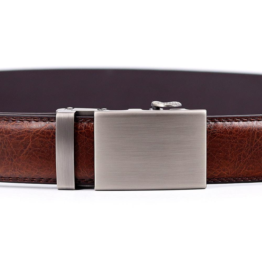 Ví Da Nam Da Bò Dây Kim Loại Vintage Khóa Tự Động Kinh Doanh Quần Ratchet Dây Nâu Dây Đeo Thắt Lưng Nam Thời Trang Phong Cách