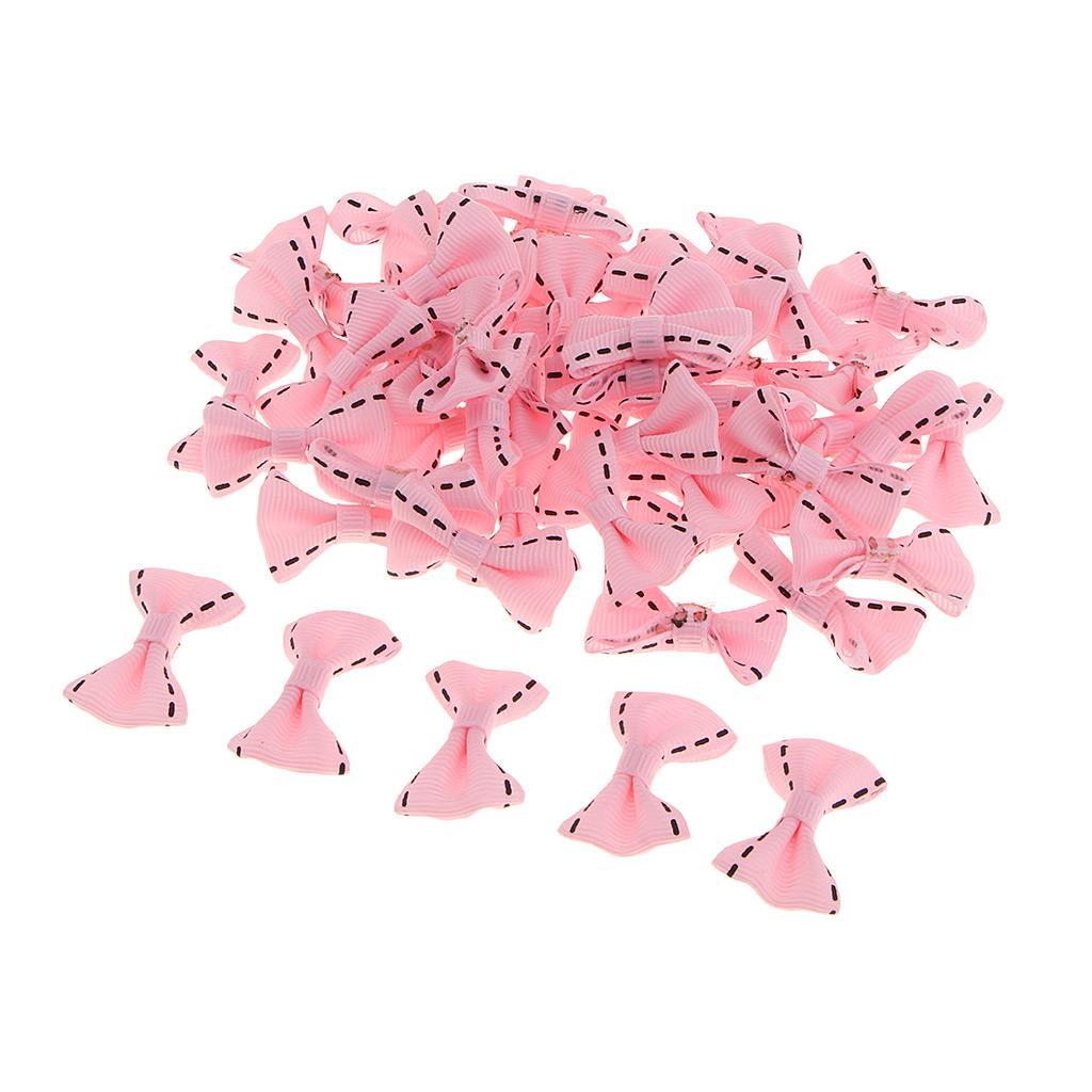 50 Pieces Satin Ribbon Bows Mini Embellishment Craft Artificial Applique Wedding Party