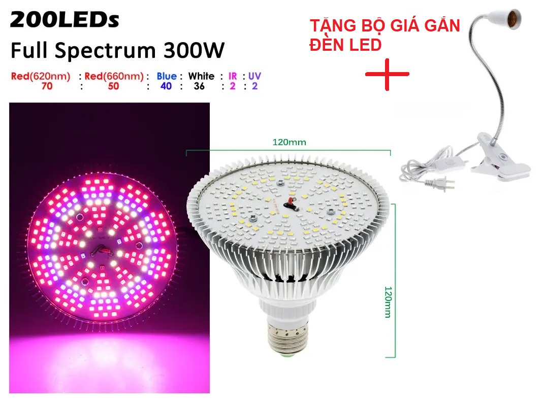 Đèn Led chống nước trồng cây trong nhà Terino D38FS (300W, Full Spectrum, đèn toàn dải quang phổ) - Hàng chính hãng