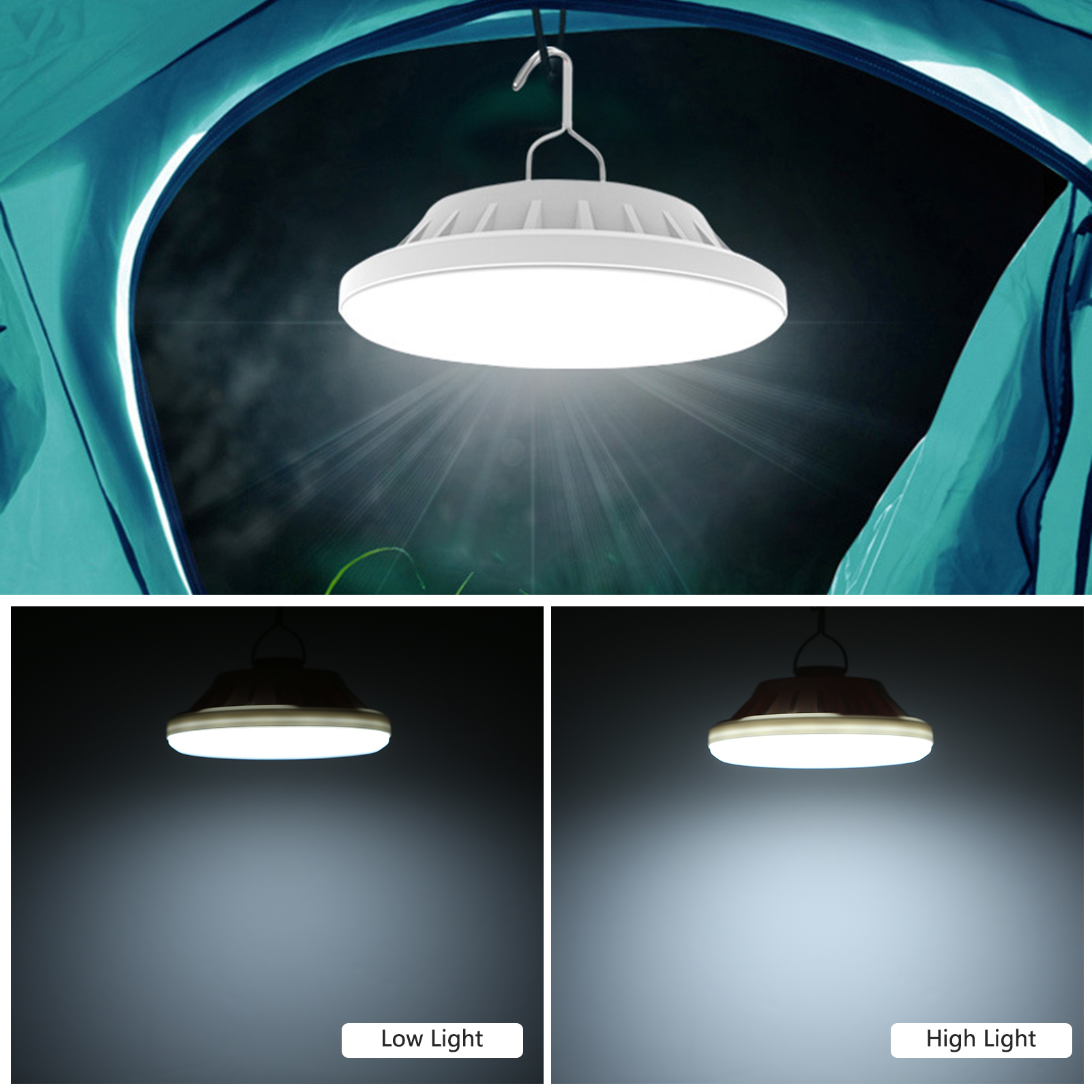 Đèn LED sạc pin năng lượng mặt trời có điều khiển từ xa, có thể sạc bằng USB 2 trong 1