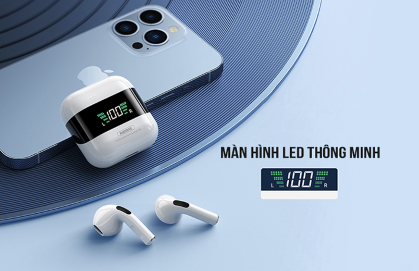 Tai nghe True Wireless Remax TWS-10 Plus Cao Cấp, Màn Hình LED, Thời Gian Nghe 8 Tiếng, Bluetooth 5.0, Âm Thanh Vòm - Hàng Chính Hãng