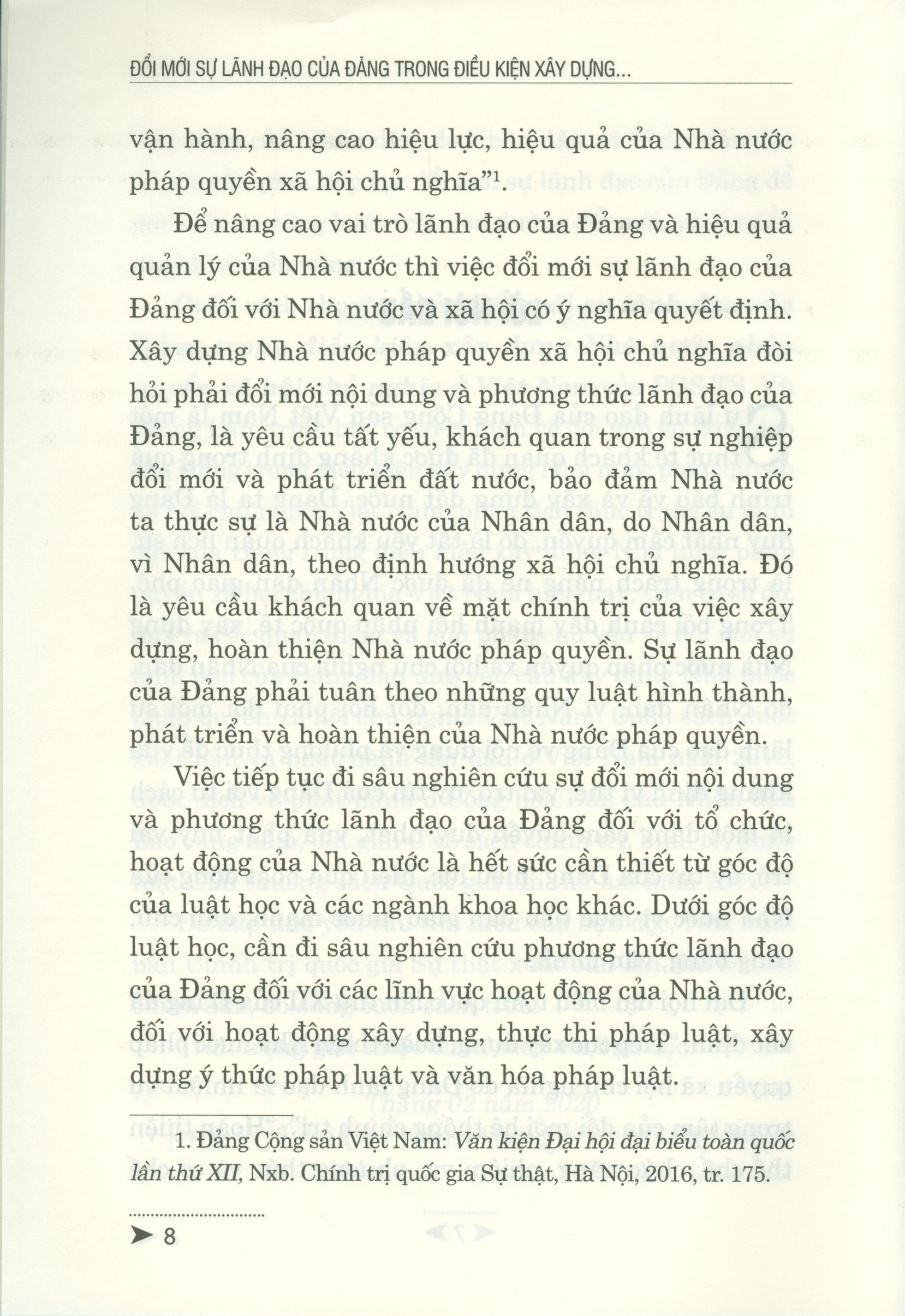 Đổi Mới Sự Lãnh Đạo Của Đảng Trong Điều Kiện Xây Dựng Nhà Nước Pháp Quyền Xã Hội Chủ Nghĩa Ở Việt Nam