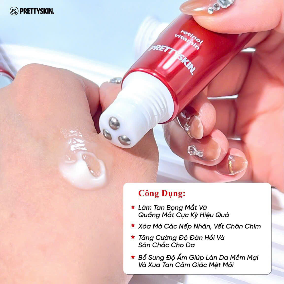 Kem dưỡng mắt Retinol Wrinkle Eraser Roll On Eye Cream Retinol Prettyskin 30ml