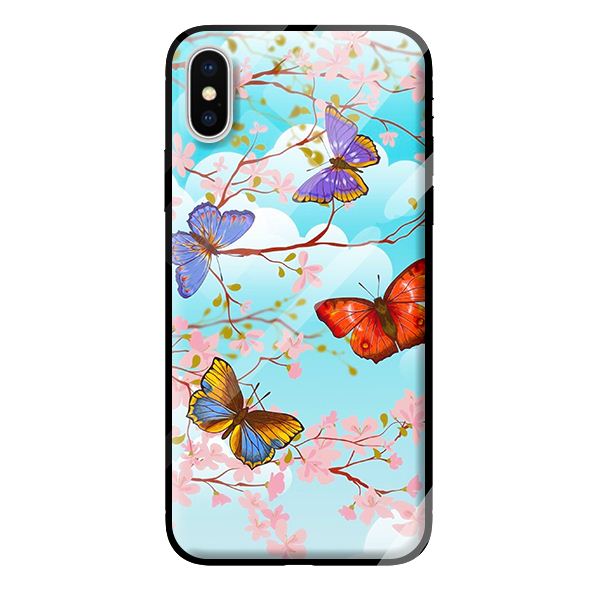 Ốp kính cường lực cho iPhone XS mẫu BƯỚM 4 MÀU 1 - Hàng chính hãng