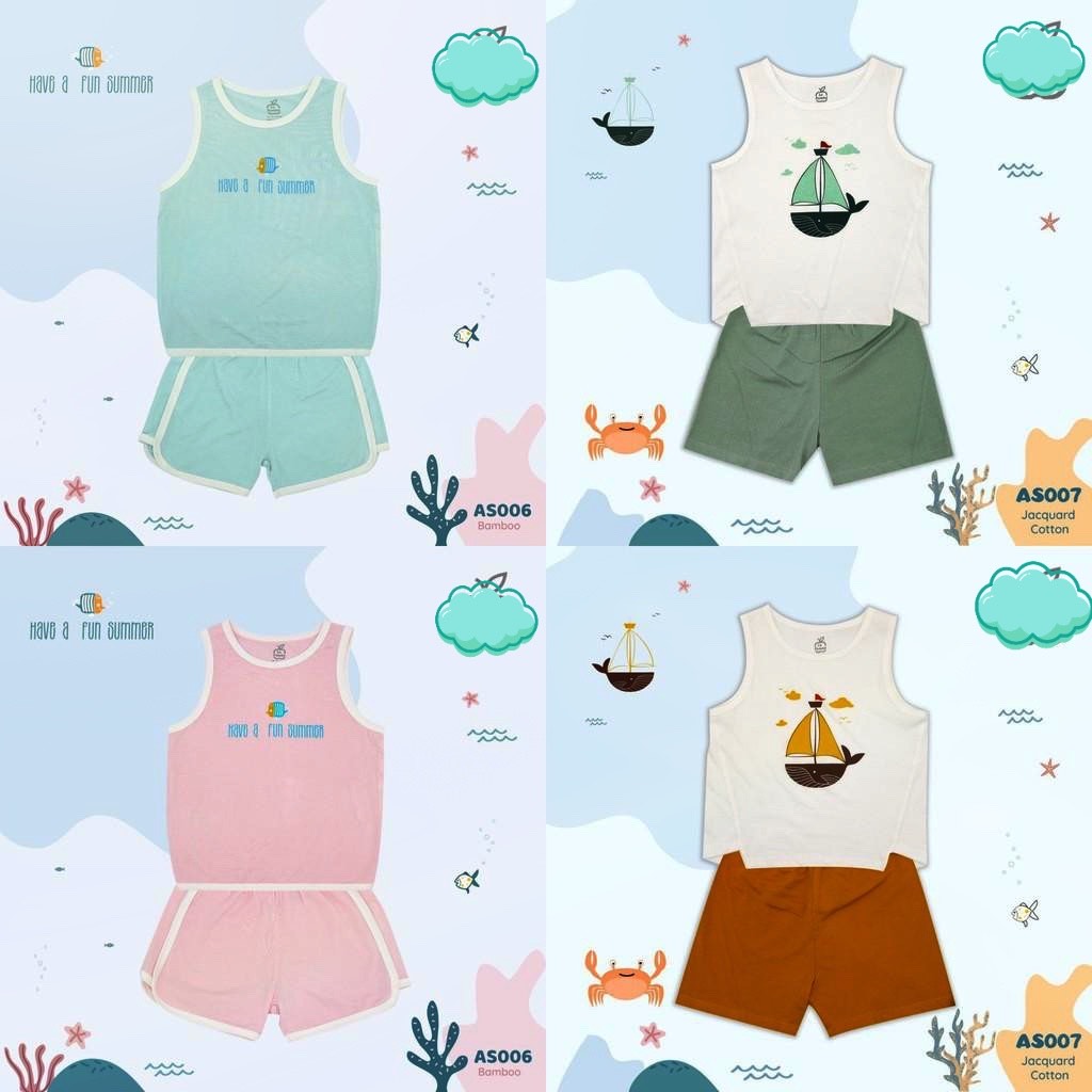 Bộ quần áo ba lỗ cho bé trai - bé gái từ 6 tháng đến 5 tuổi chất liệu modal và cotton