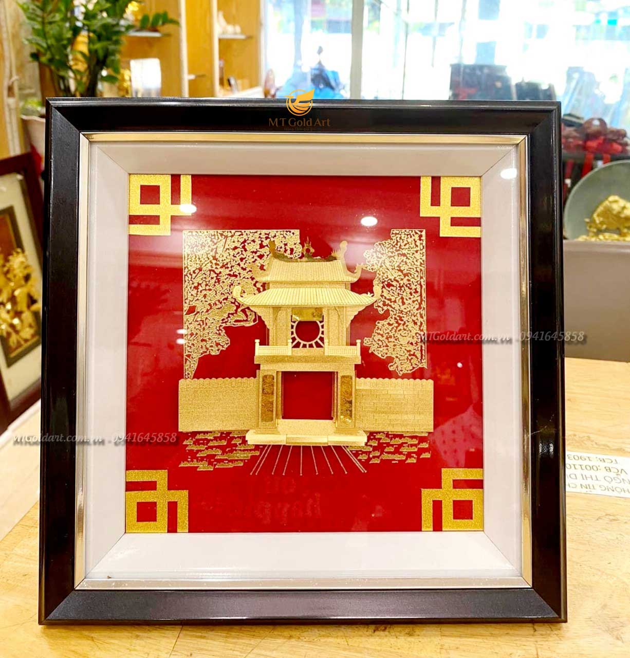 Tranh văn miếu Quốc Tử Giám( 20 x 20cm ) dát vàng MT Gold Art- Hàng chính hãng, trang trí nhà cửa, quà tặng sếp, đối tác, khách hàng.