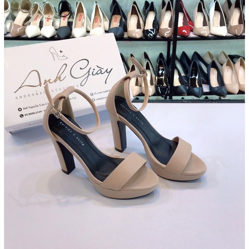 SD08 - Sandal quai ngang da lì bít gót đúp đế 12p