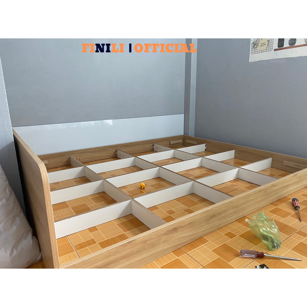 [FREE SHIP HCM]Giường ngủ bệt gỗ công nghiệp FINILI tháo lắp dễ dàng đẹp cho chung cư mini FNLO328