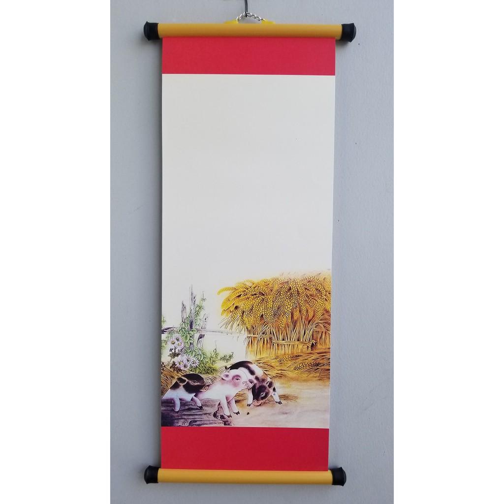 Bộ gồm 10 tờ và 10 CẶP nẹp treo giấy viết thư pháp cỡ 20cm x 54cm