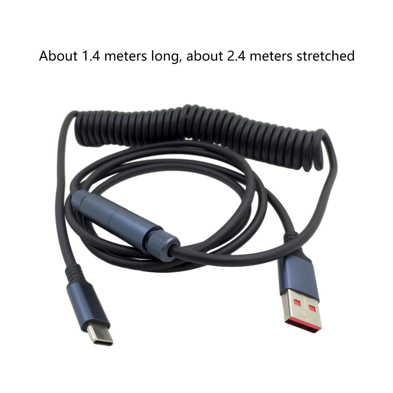 Coiled USB C Cable 1.4M Keyboard Cable for Gaming Keyboard Tablet Cellphones