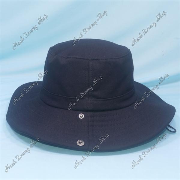 Nón tai bèo nam trơn không thêu, không logo loại xịn có lớp lót phía trong vành rộng 8 cm - Đen