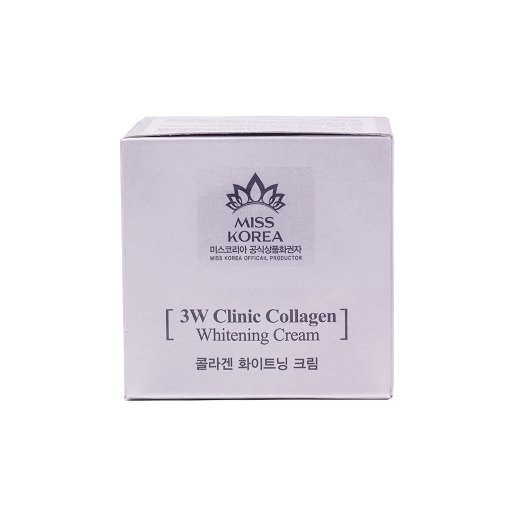 Kem Dưỡng Ẩm Trắng Da Hàn Quốc Cao Cấp Whitening Cream 3W Clinic Collagen (60ml) + Tặng Dụng Cụ Rửa và Massage Mặt Silicon Mềm Dẻo Hàn Quốc Suri Facial Cleansing Fad – Hàng Chính Hãng