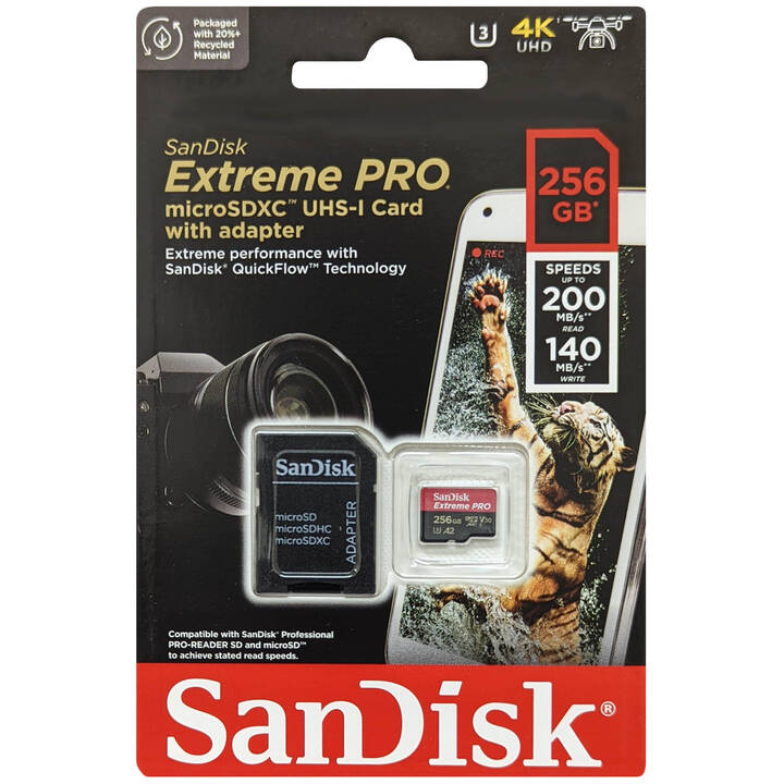 Thẻ nhớ MicroSD Sandisk Extreme Pro 200 MB/s 256GB - Hàng Nhập Khẩu