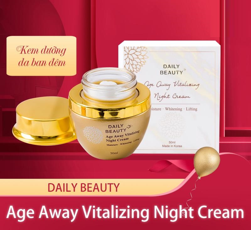 Combo 3 hộp Kem dưỡng da ban đêm Daily Beauty Age Away Vitalizing Night Cream Đánh Thức Thanh Xuân sản phẩm nhập khẩu chính ngạch Hàn Quốc