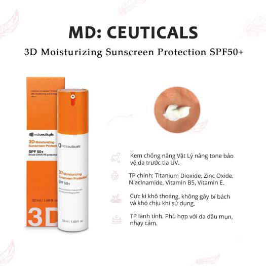 Kem chống nắng, giữ ẩm Md:Ceuticals 3D Moisturizing Suncreen Proctection Spf50+ (50ml)