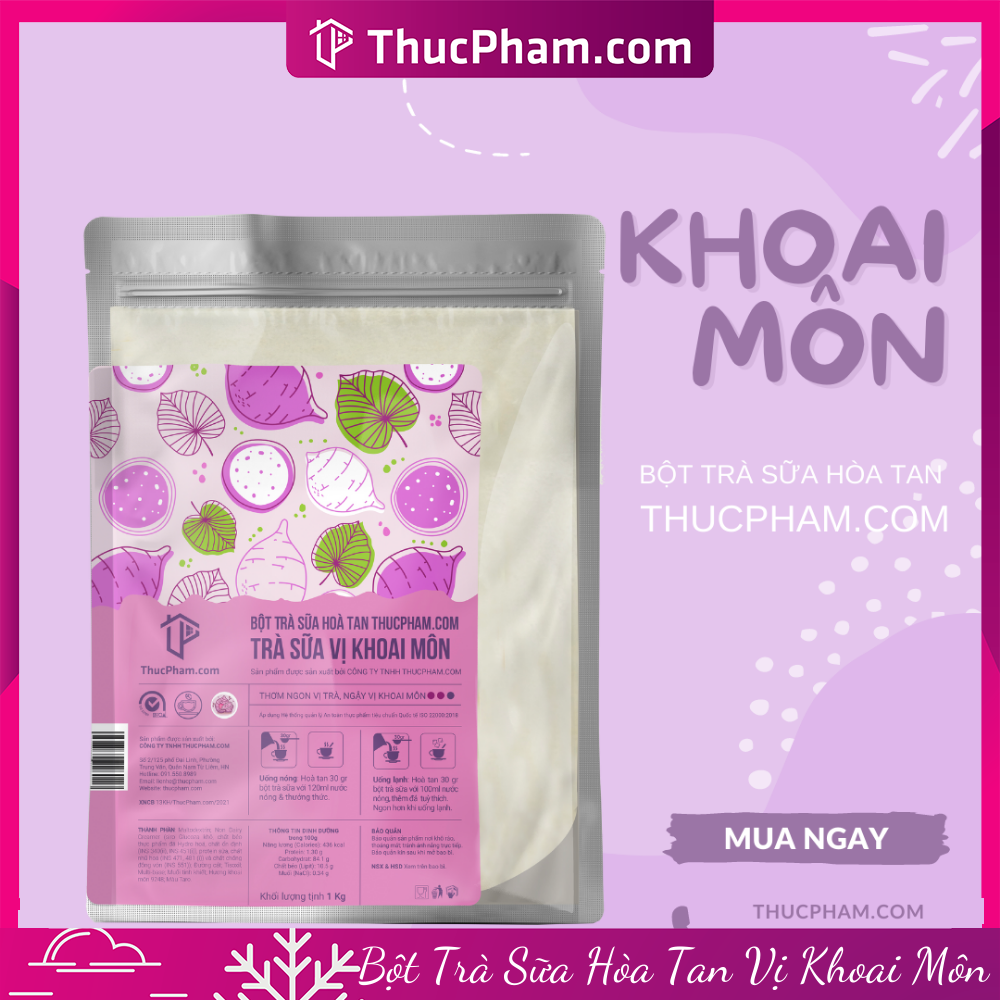 [ĂN BAO GHIỀN️] Bột Trà Sữa Hòa Tan ThucPham.com Vị Khoai Môn - 1kg - Thơm Ngon Vị Trà, Ngậy Vị Khoai Môn