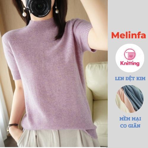 Áo len mongtoghi nữ cổ 3 phân ngắn tay hiện đại trẻ trung len dệt kim mềm mịn co giãn dán mã VAA0485