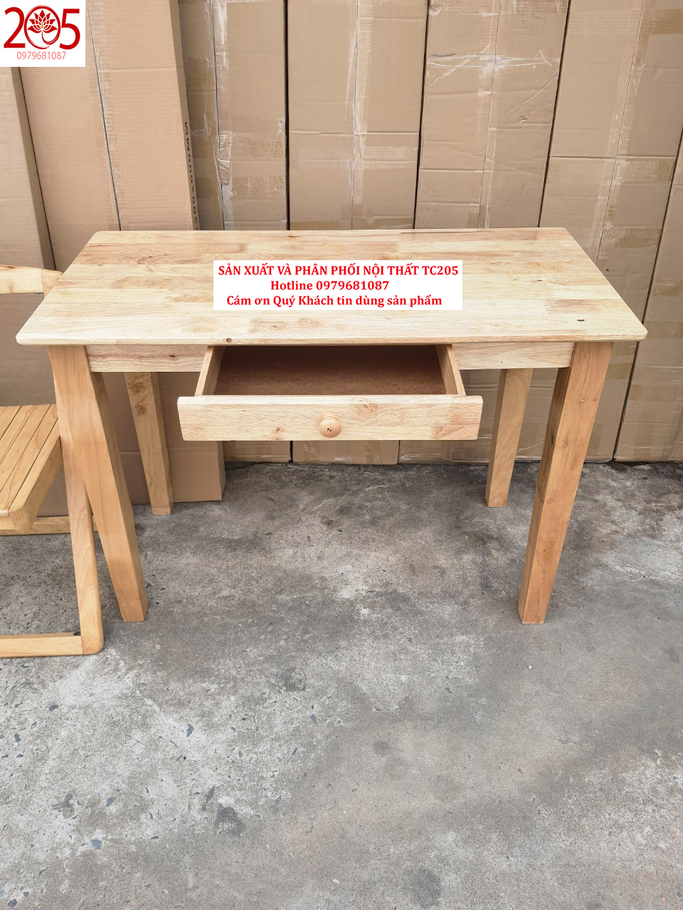 BÀN LÀM VIỆC có 1 HỘC TỦ - GỖ CAO SU - 100x50x75 cm