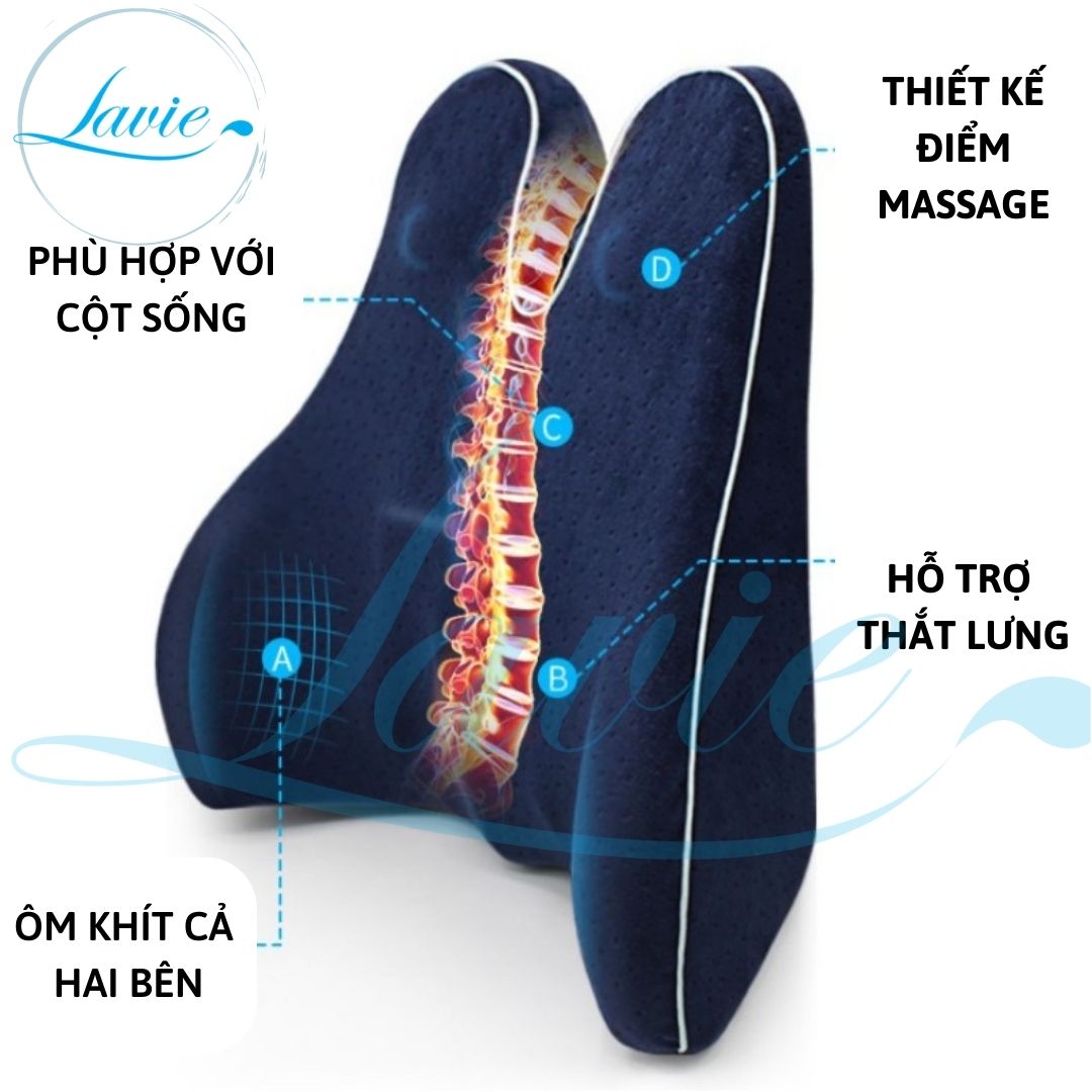 Gối Tựa Lưng Ghế Văn Phòng, Ghế Ô Tô Bằng Cao Su Non Giảm Đau Mỏi Lưng Mẫu Mới