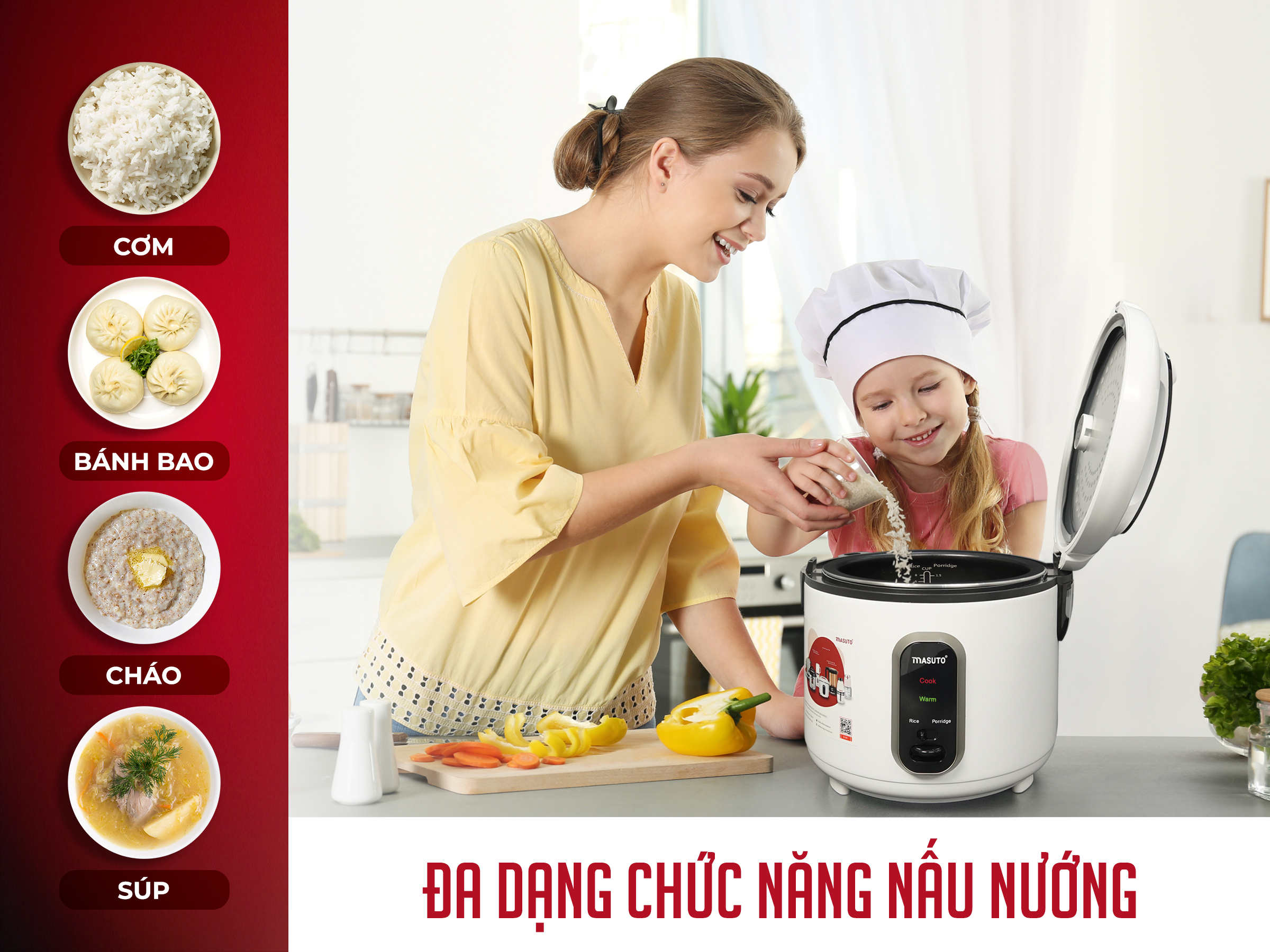 Nồi Cơm Điện Masuto Lòng Niêu 1.8L 3 Lớp Chống Dính Nấu Cơm Siêu Ngon Cao Cấp Phiên Bản Mới Nhất-Hàng chính hãng