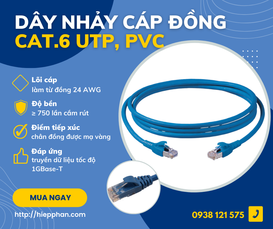 Dây cáp mạng CAT6 U/UTP PVC Xanh dương - Corning - Hàng nhập khẩu