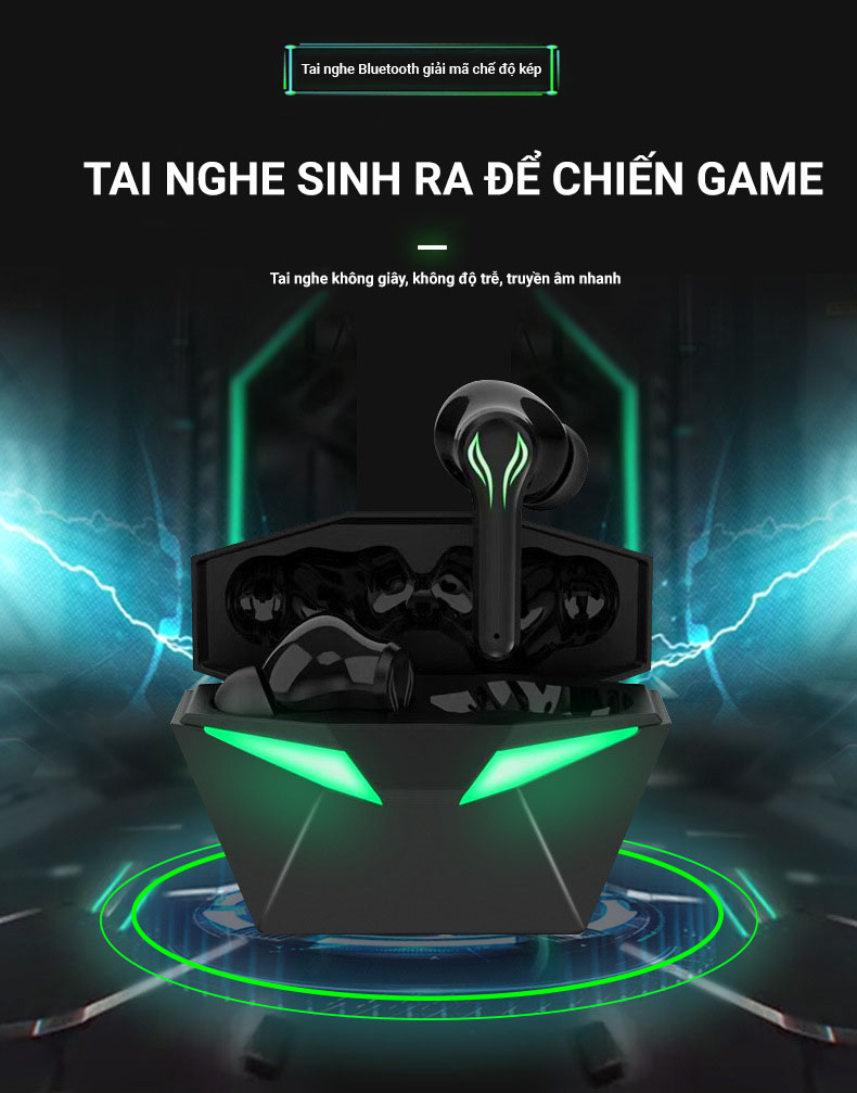 Tai Nghe Gaming Không Dây Bluetooth 5.0 FLOVEME - KW01, hỗ trợ đàm thoại độ trễ cực thấp khi chơi game, Bass mạnh mẽ