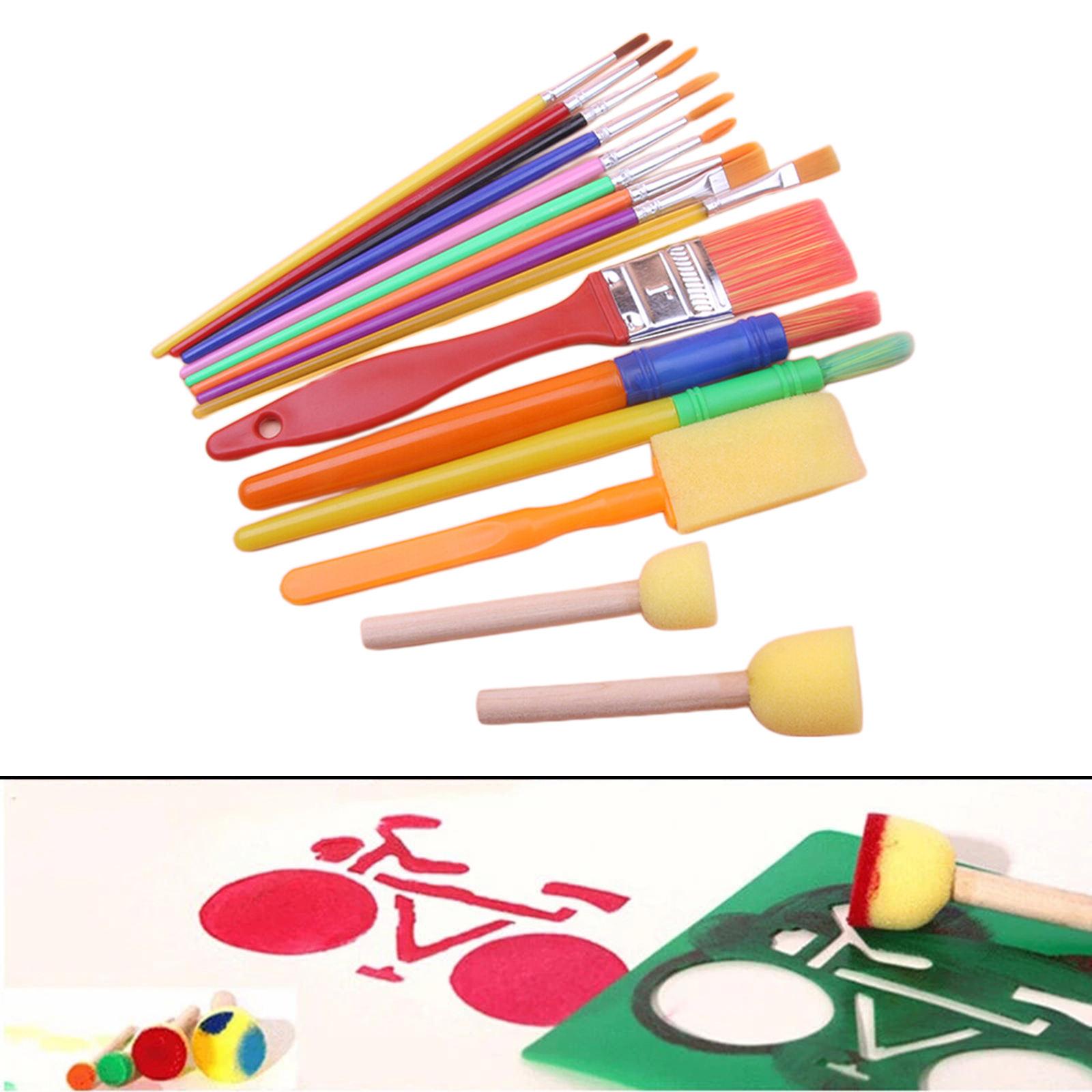 15pcs Paint Brushes Kit Drawing Watercolor Tools Kid Toddlers Art Supplies