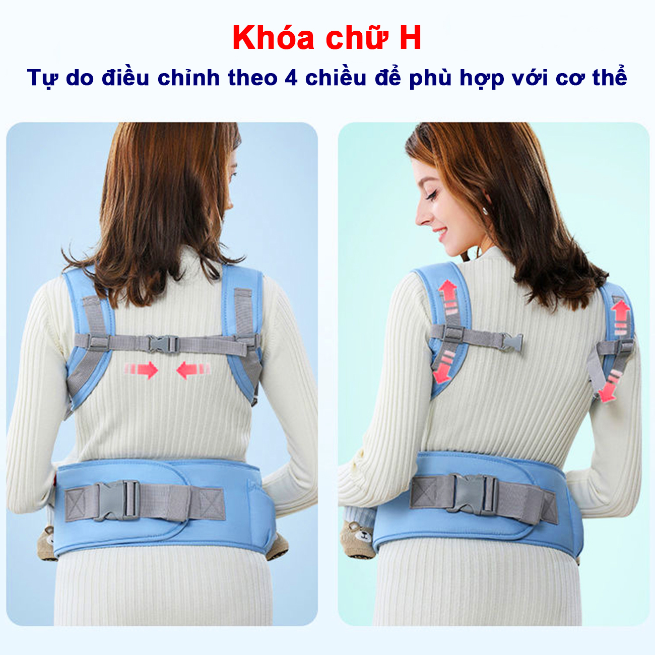 Địu cho bé chống gù, địu em bé đa năng nhiều tư thế có ghế vải lưới thoáng mát cho bé – SSS013