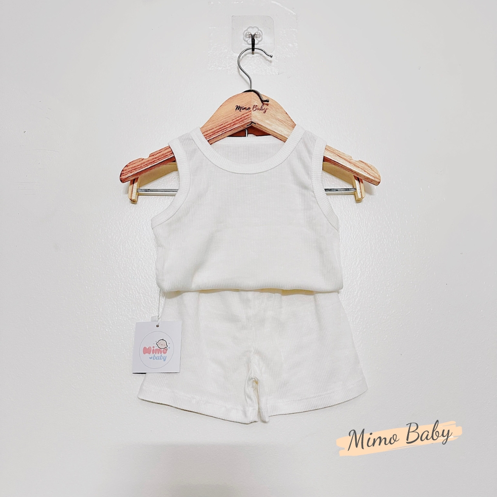 Bộ quần áo ba lỗ tăm lạnh màu trơn mùa hè cho bé QA79 Mimo Baby