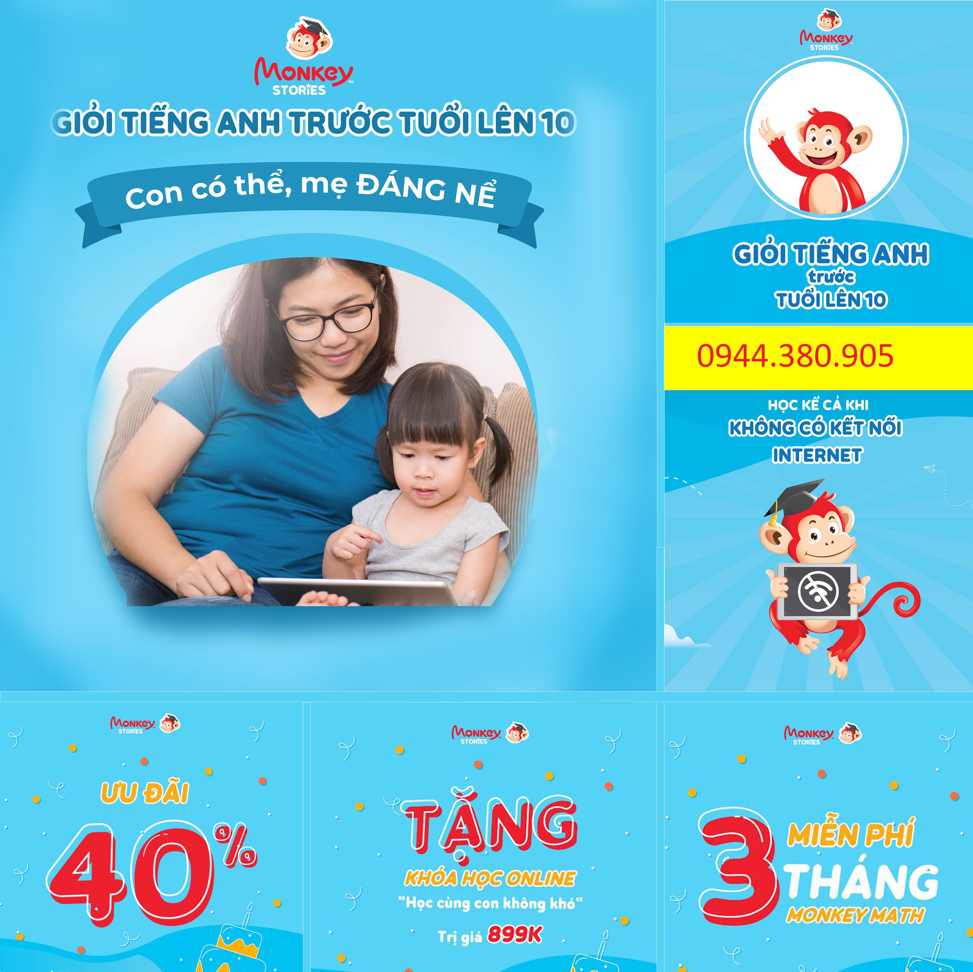 [E-voucher] - Monkey Stories (Tặng 3 tháng Monkey Math)- Phần mềm tương tác phát triển toàn diện 4 kỹ năng tiếng Anh cho bé