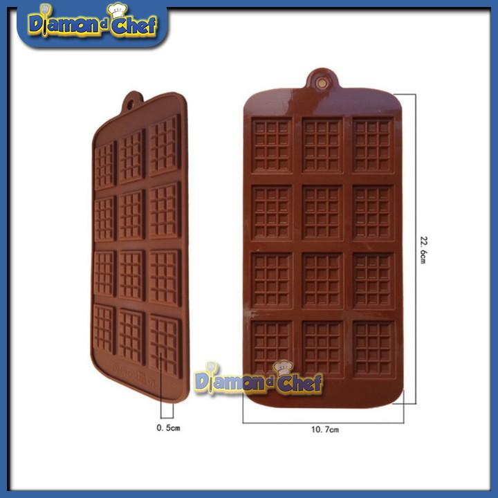 Khuôn silicon làm bánh / sô cô la / rau câu tạo hình 12 thanh socola
